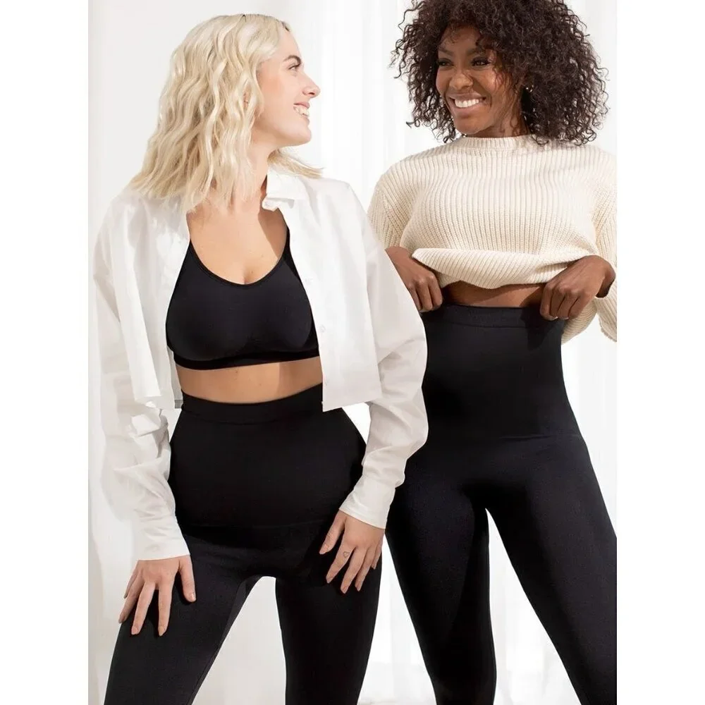 Shapermint Empetua Womens High Waist Shaping Leggings Sz XXL 2XL Black 42075 $60